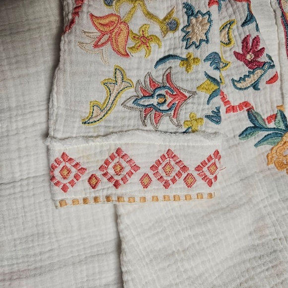 Johnny Was Toyah Floral Embroidered Gauze Tunic Shirt L Wearable Art Boho - Picture 5 of 7